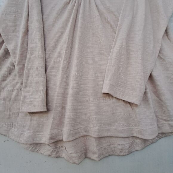 Sonoma Beige Soft Stretchy V-Neck Top with Long Sleeves Plus Size 0X - Picture 7 of 16